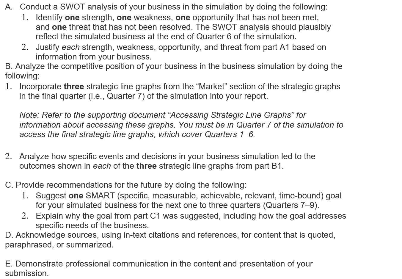 WGU D361 Task 2 Guide: Competitive Analysis (SWOT, Strategic Graphs, SMART Goals)