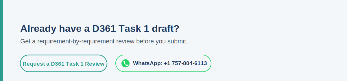 D361 Task 1 Review Service: Get Your WGU Draft Reviewed Before Submission