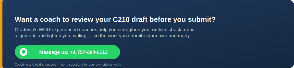 WhatsApp CTA to have a coach review a C210 Task 1, 2, or 3 draft before submission